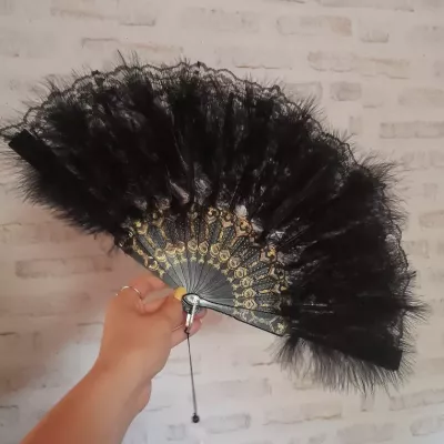 Festival Éventail à Plumes Noires - 23 cm myfestival 