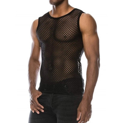 Festival Top Homme sans manches en résille transparent myfestival 