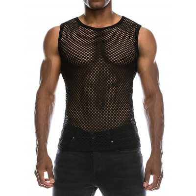 Festival Top Homme sans manches en résille transparent myfestival 